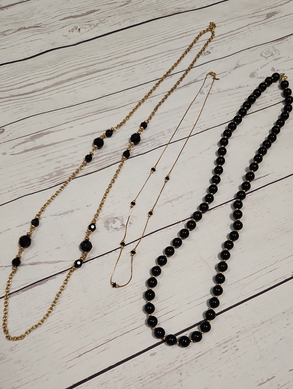 Elegant Black & Gold Layered Necklace Set